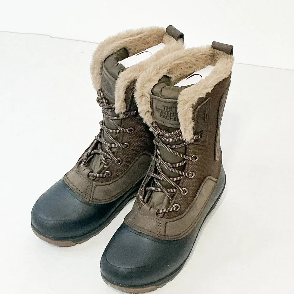 The North Face NWB Sz 6 Brown Shellista IV Waterproof Leather Mid Boots - Picture 1 of 14